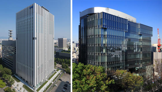 左:KDDI大阪第2ビル 右:oak omotesando