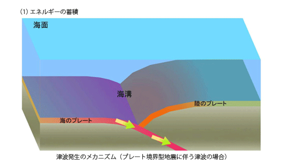 津波発生のメカニズムのアニメーション