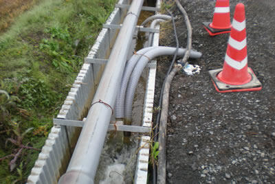 改良地盤からの排水状況